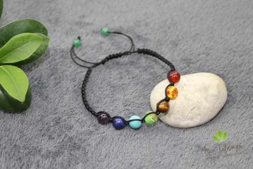 Bracelet 7 chakras corde noir