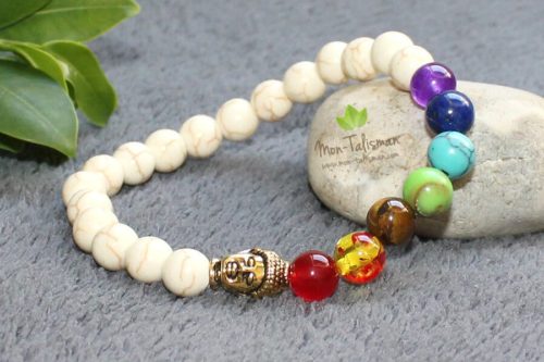 Bracelet en pierre howlite 7 chakras